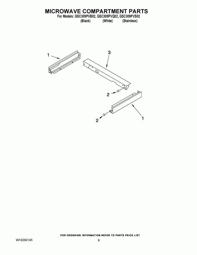 MICROWAVE COMPARTMENT PARTS Diagram and Parts List for GSC309PVS02  Whirlpool Microwave Oven Combo
