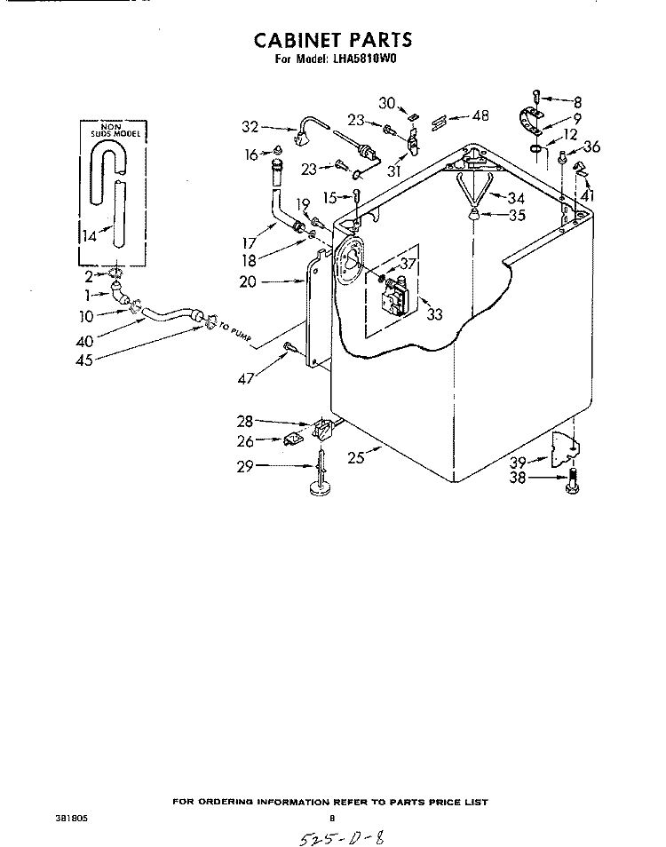CABINET Diagram and Parts List for LHA5810W0  Whirlpool Washer