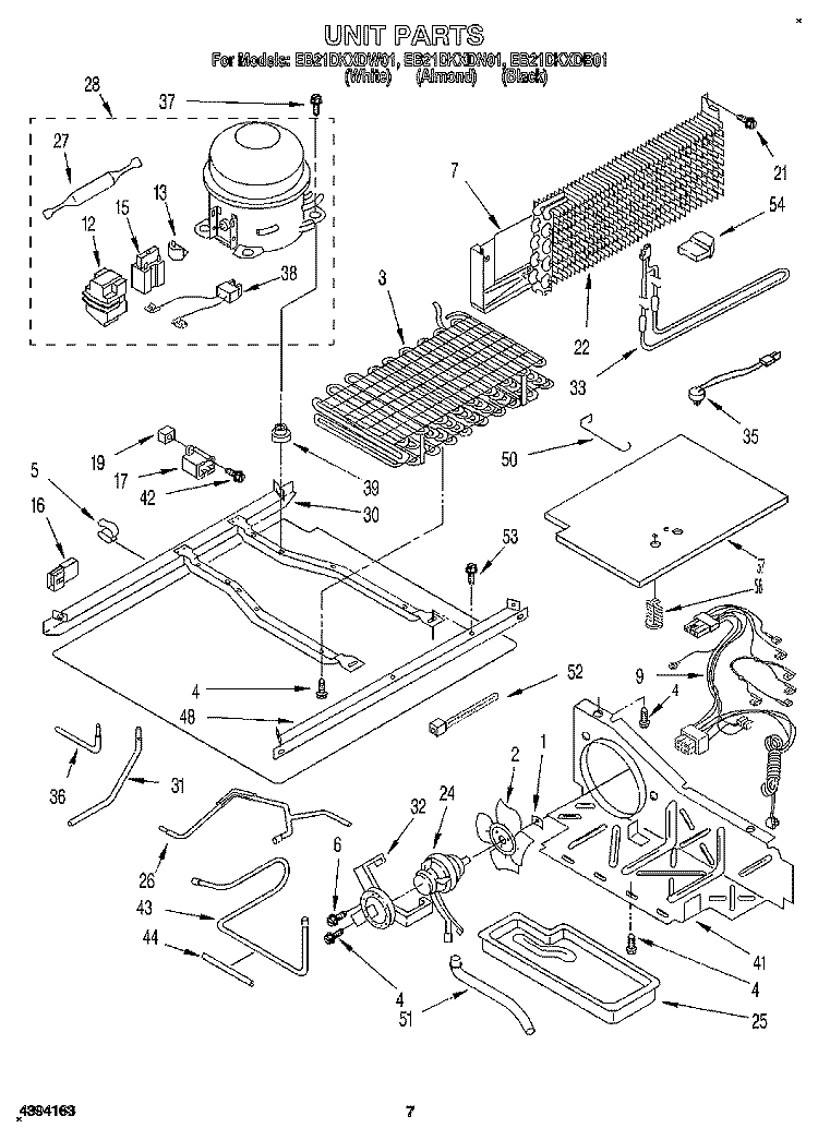 UNIT Diagram and Parts List for EB21DKXDB01  Whirlpool Refrigerator