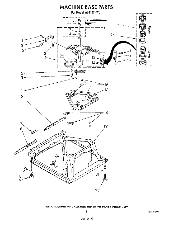 MACHINE BASE Diagram and Parts List for AL4132VW0  Whirlpool Washer