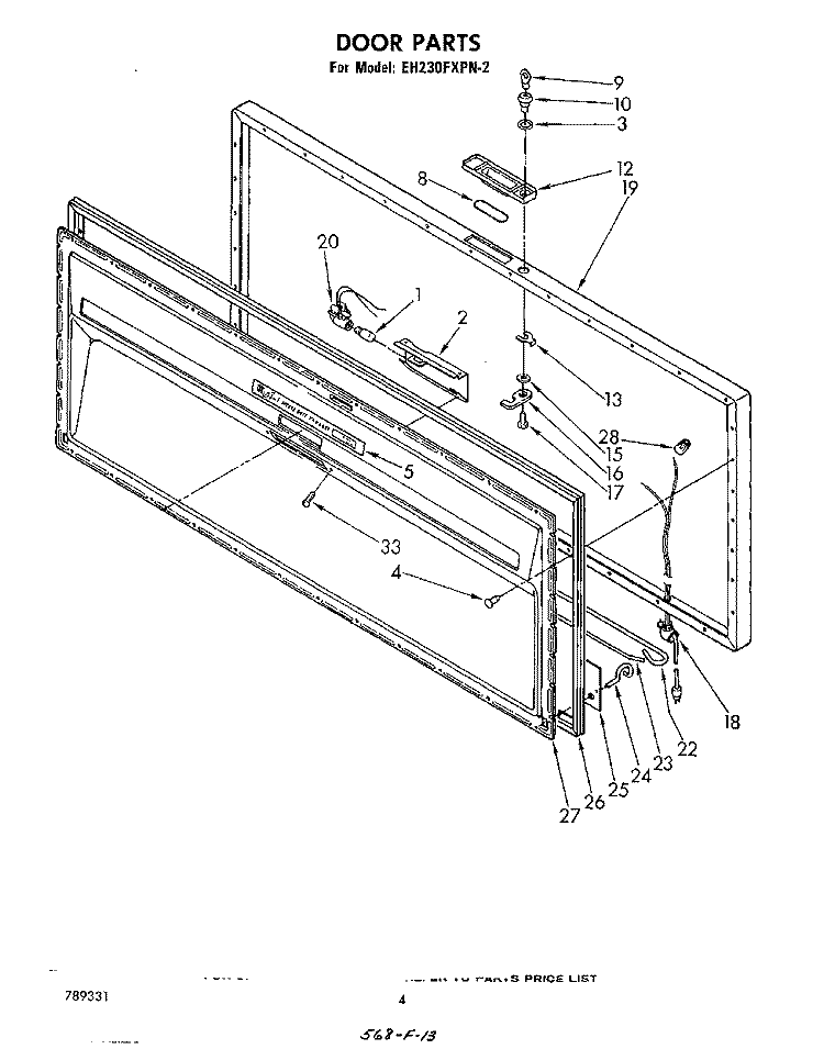 SECTION Diagram and Parts List for EH230FXPN2  Whirlpool Freezer