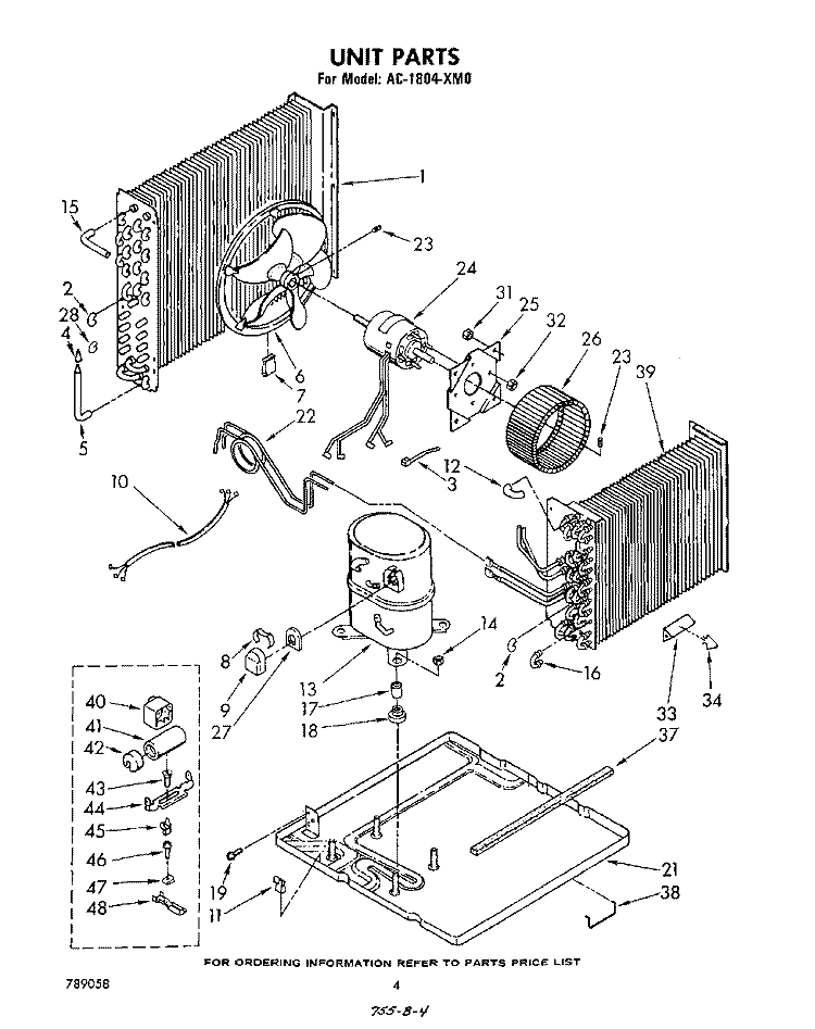 UNIT Diagram and Parts List for AC1804XM0  Whirlpool Air Conditioner