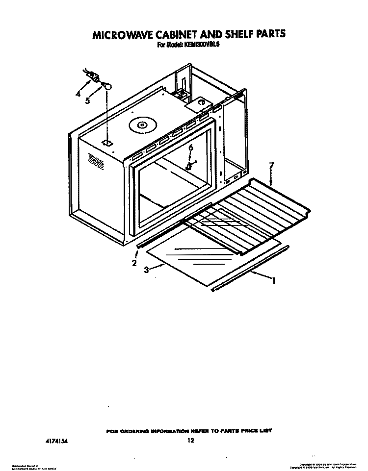 MICROWAVE CABINET AND SHELF Diagram and Parts List for KEMI300VBL5  KitchenAid Microwave Oven Combo