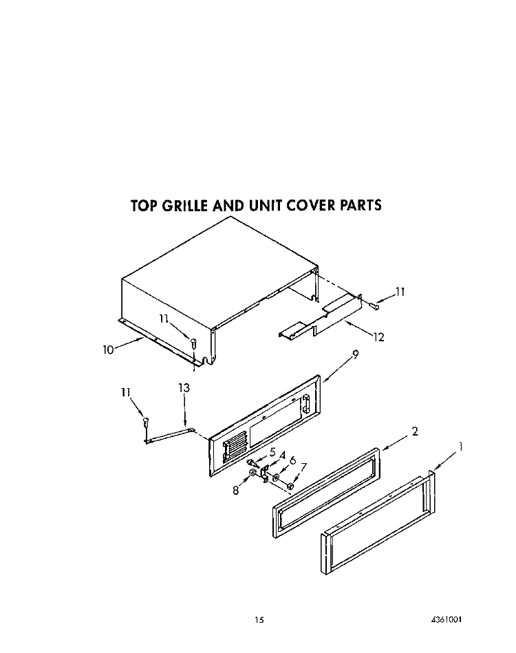 TOP GRILLE AND UNIT COVER Diagram and Parts List for KSSS42MWX00  KitchenAid Refrigerator