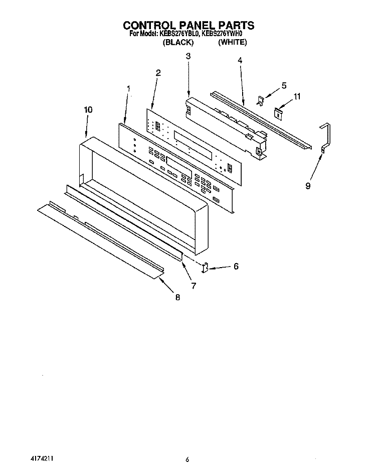 CONTROL PANEL, LIT/OPTIONAL Diagram and Parts List for KEBS276YBL0  KitchenAid Wall Oven