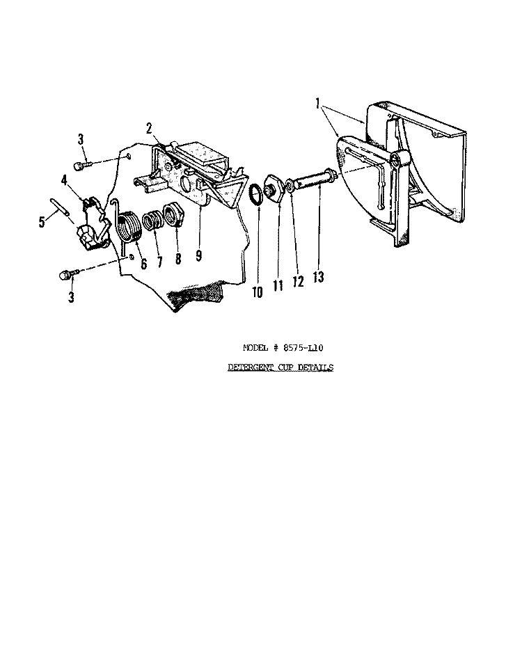 FRAME Diagram and Parts List for 8565L10  Roper Dishwasher