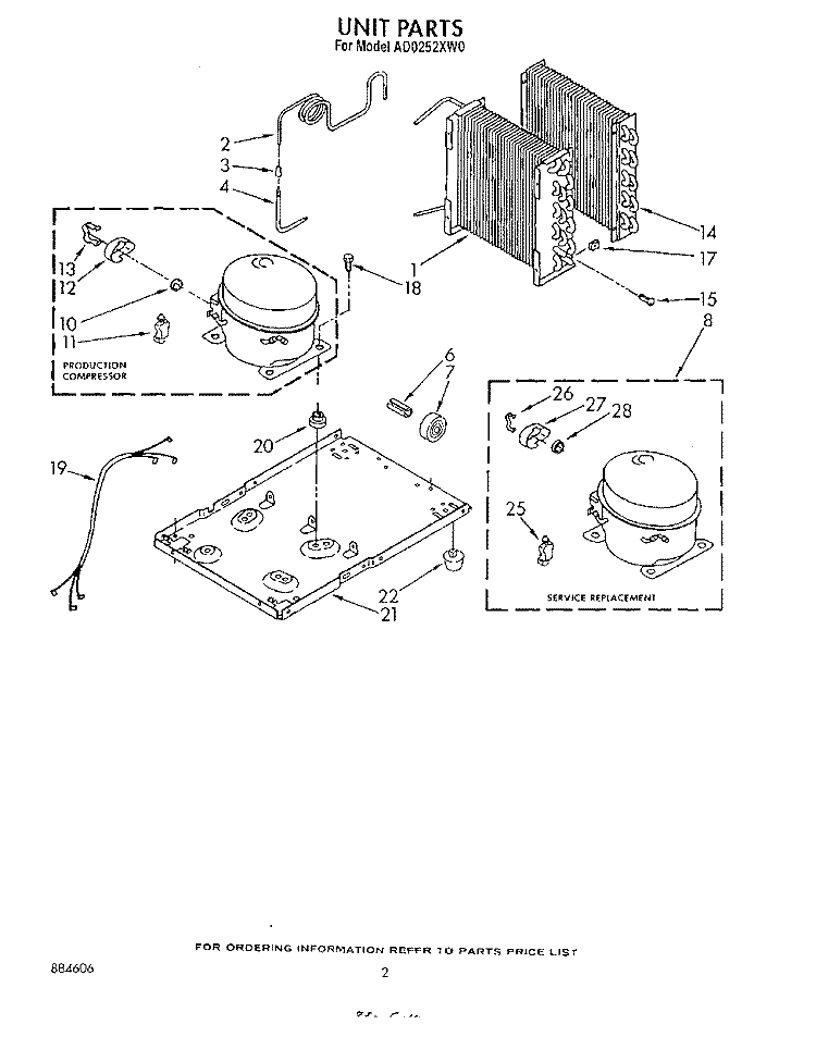 SECTION Diagram and Parts List for AD0252XW0  Whirlpool Dehumidifier