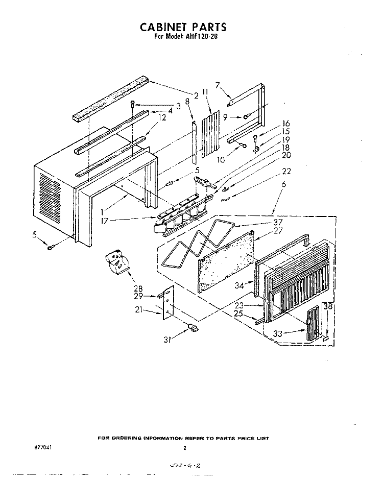 SECTION Diagram and Parts List for AHF12020  Whirlpool Air Conditioner