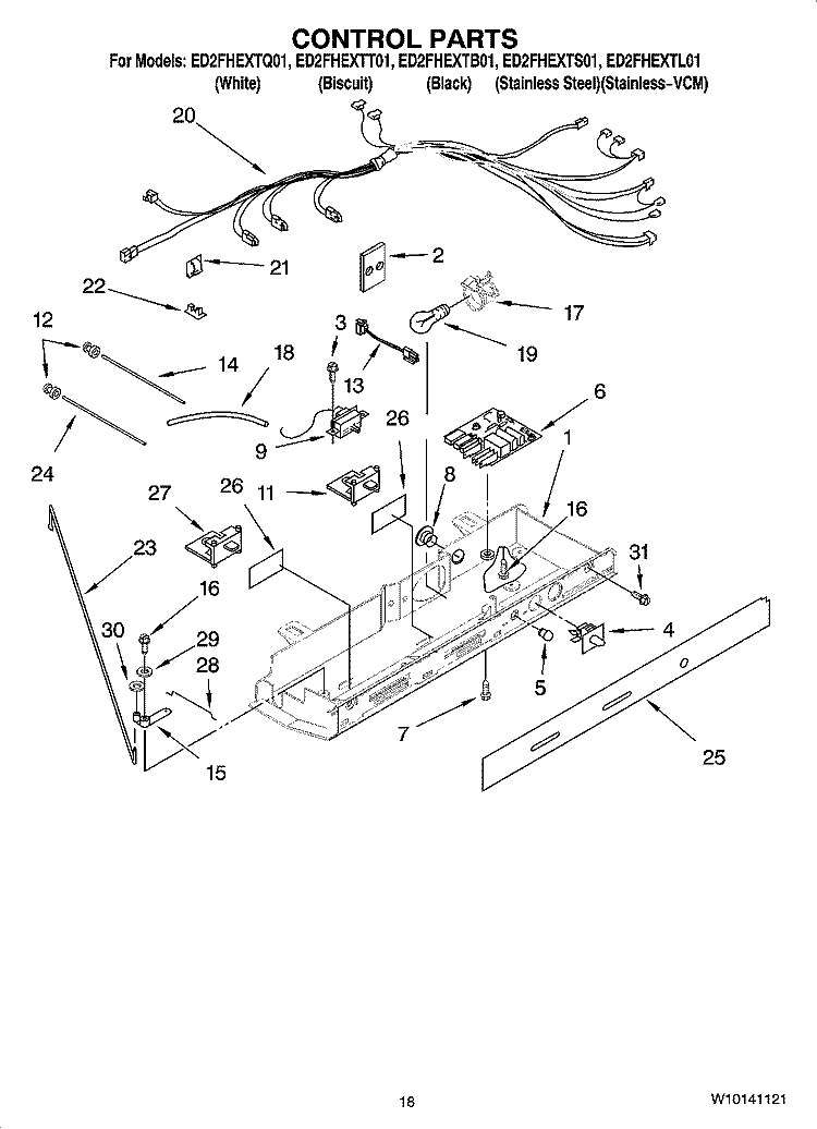 CONTROL PARTS Diagram and Parts List for ED2FHEXTQ01  Whirlpool Refrigerator
