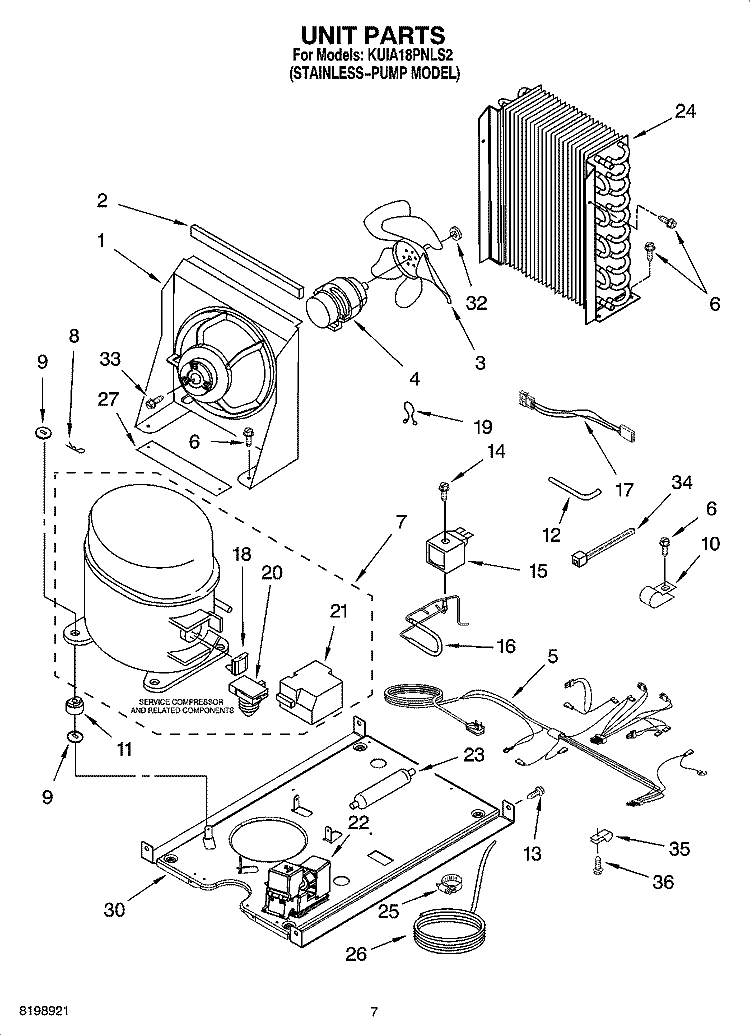 UNIT PARTS Diagram and Parts List for KUIA18PNLS2  KitchenAid Ice Maker