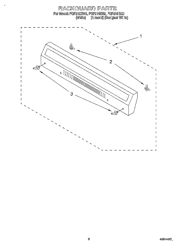 BACKGUARD Diagram and Parts List for FGP210EQ3  Roper Range