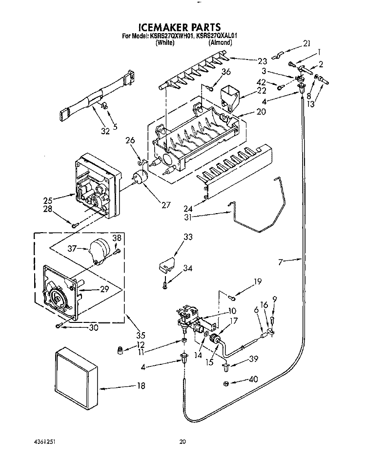 ICEMAKER, LIT/OPTIONAL Diagram and Parts List for KSRS27QXWH01  KitchenAid Refrigerator