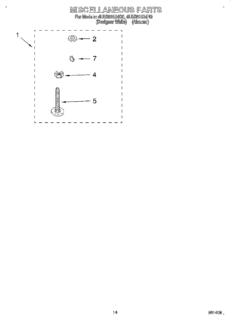 MISCELLANEOUS, LIT/OPTIONAL Diagram and Parts List for 4LBR8255DQ0  Whirlpool Washer