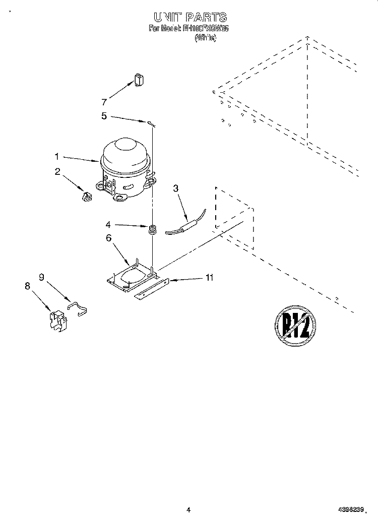SECTION Diagram and Parts List for EH100FXGW05  Whirlpool Freezer