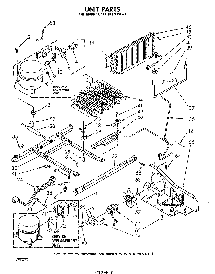 UNIT Diagram and Parts List for ET17HK1MWR0  Whirlpool Refrigerator