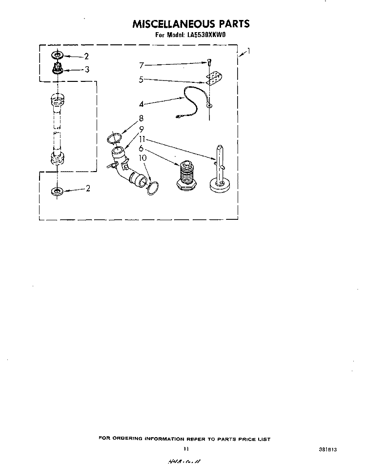 MISCELLANEOUS , LITERATURE AND OPTIONAL Diagram and Parts List for LA5530XKW0  Whirlpool Washer