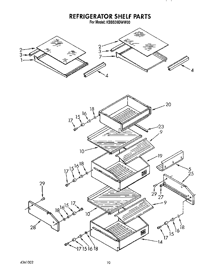 REFRIGERATOR SHELF Diagram and Parts List for KSSS36DWW00  KitchenAid Refrigerator