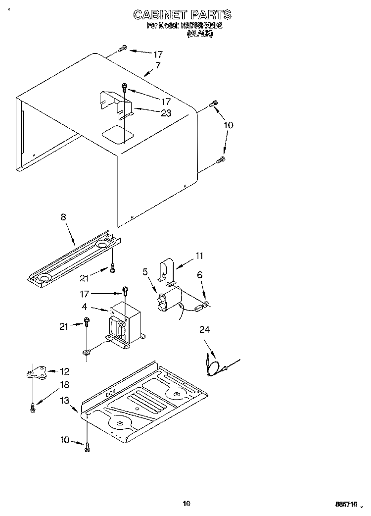 CABINET Diagram and Parts List for RM765PXBB2  Whirlpool Wall Oven