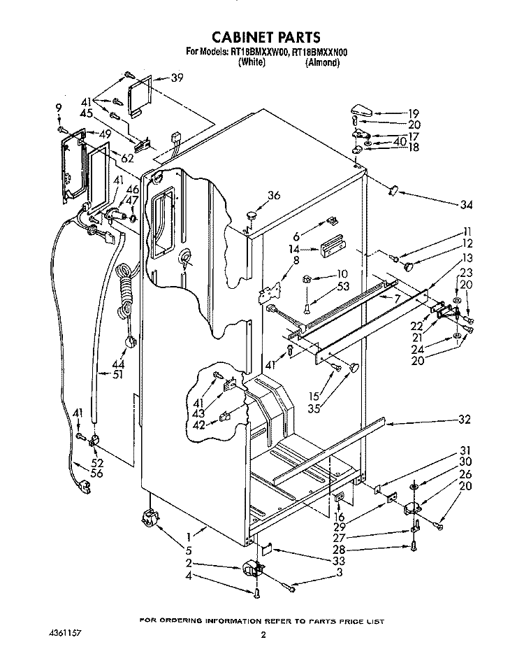 CABINET Diagram and Parts List for RT18BMXXW00  Roper Refrigerator
