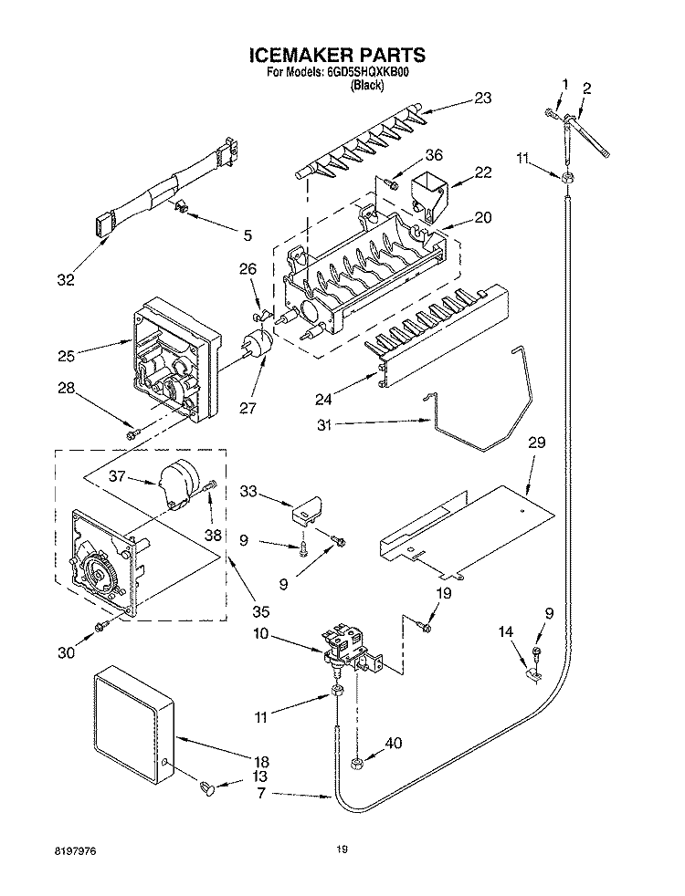 ICE MAKER, OPTIONAL Diagram and Parts List for 6GD5SHQXKB00  Whirlpool Refrigerator