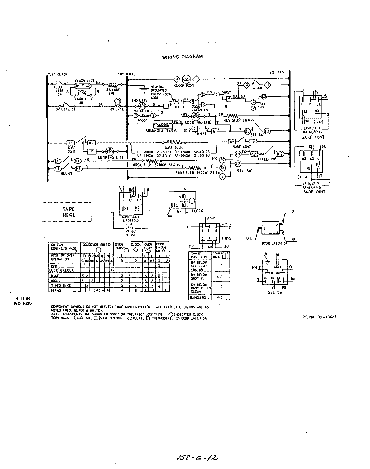 WIRING DIAGRAM Diagram and Parts List for 2384W1A  Roper Range