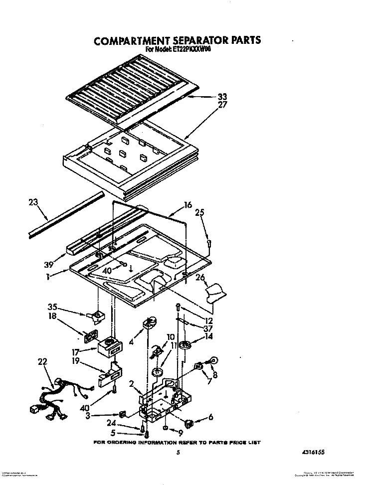 COMPARTMENT SEPARATOR Diagram and Parts List for ET22PKXXN00  Whirlpool Refrigerator