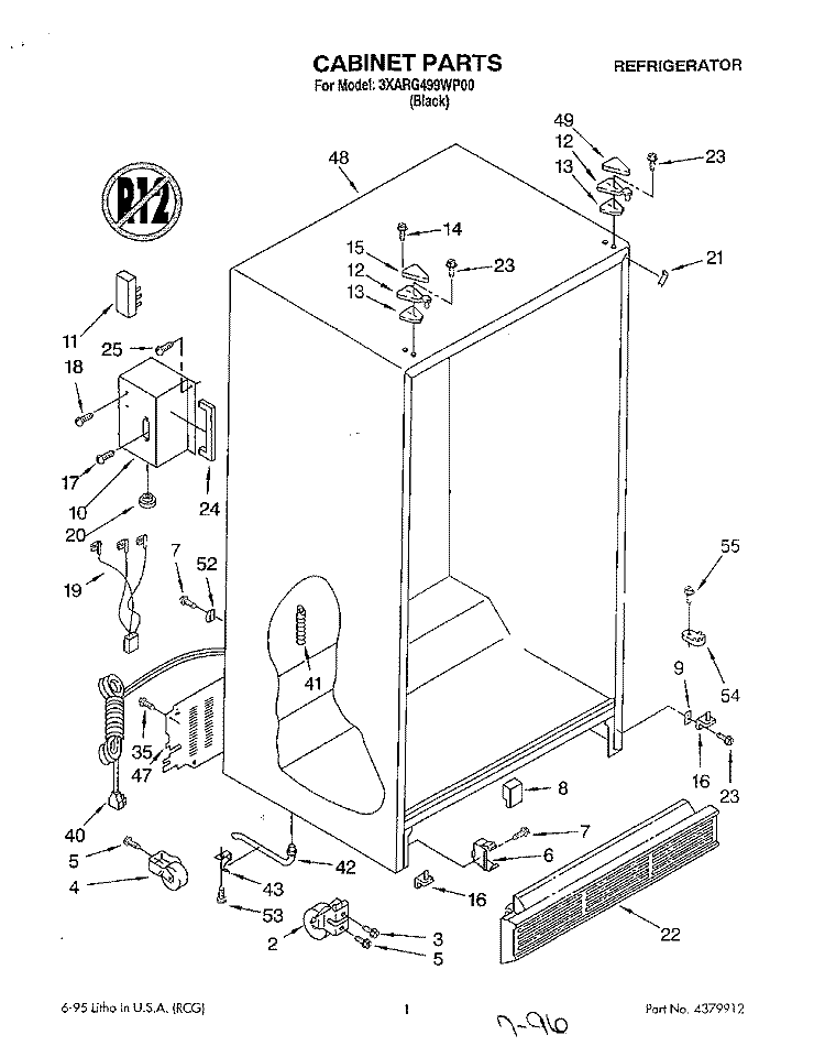 CABINET Diagram and Parts List for 3XARG499WP00  Whirlpool Refrigerator