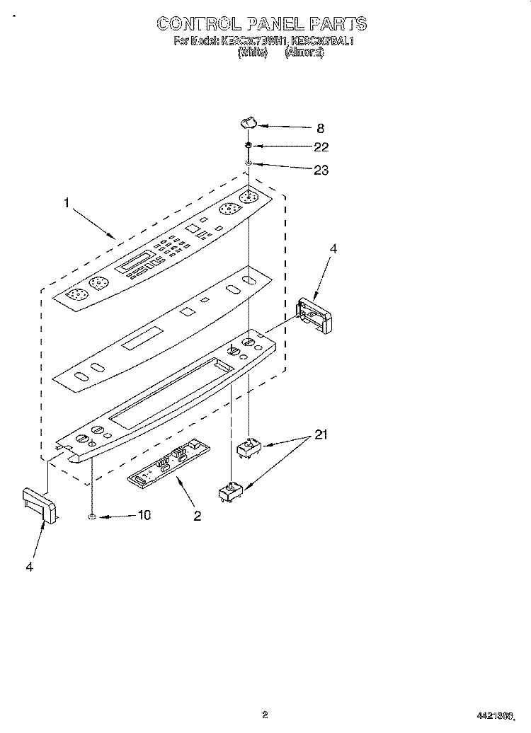 CONTROL PANEL Diagram and Parts List for KESC307BAL1  KitchenAid Range