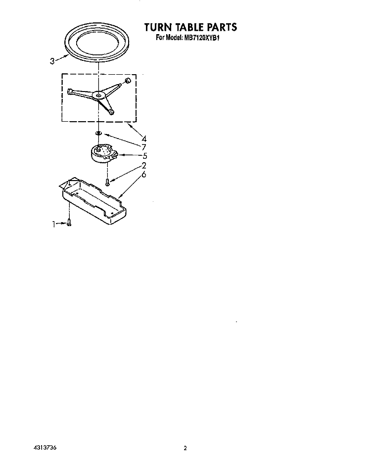 TURN TABLE, LIT/OPTIONAL Diagram and Parts List for MB7120XYB1  Whirlpool Microwave