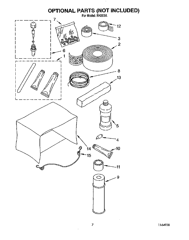 OPTIONAL Diagram and Parts List for RH203A  Whirlpool Air Conditioner