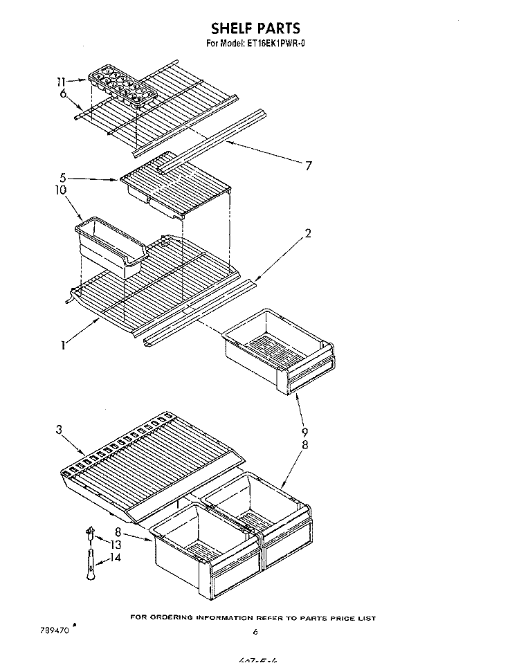SHELF Diagram and Parts List for ET16EK1PWR0  Whirlpool Refrigerator