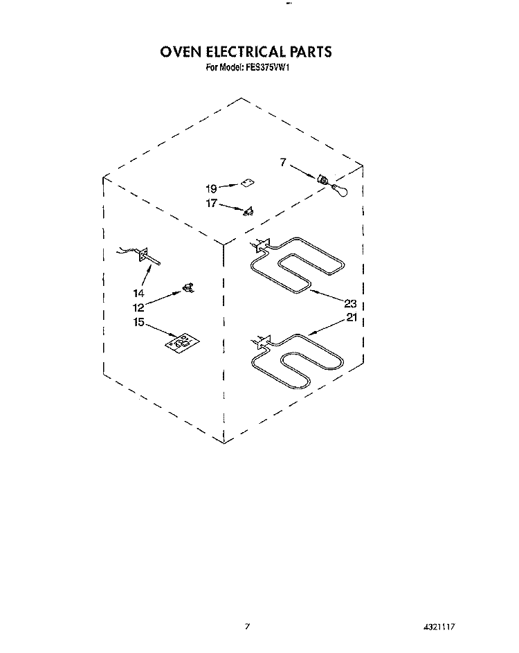 OVEN ELECTRICAL Diagram and Parts List for FES375VX1  Roper Range