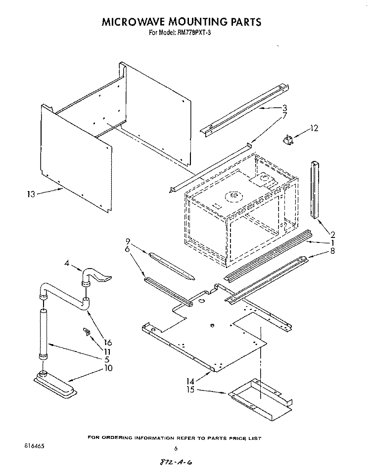 MICROWAVE MOUNTING Diagram and Parts List for RM778PXT3  Whirlpool Microwave Oven Combo