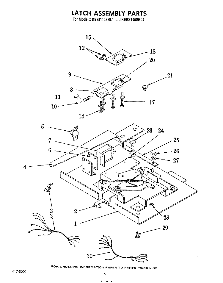 LATCH ASSEMBLY Diagram and Parts List for KEBS145SBL1  KitchenAid Wall Oven