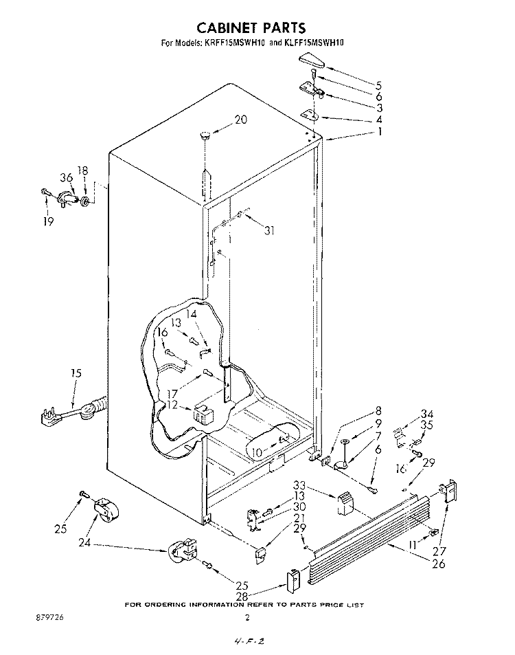 CABINET Diagram and Parts List for KLFF15MSWH10  KitchenAid Freezer