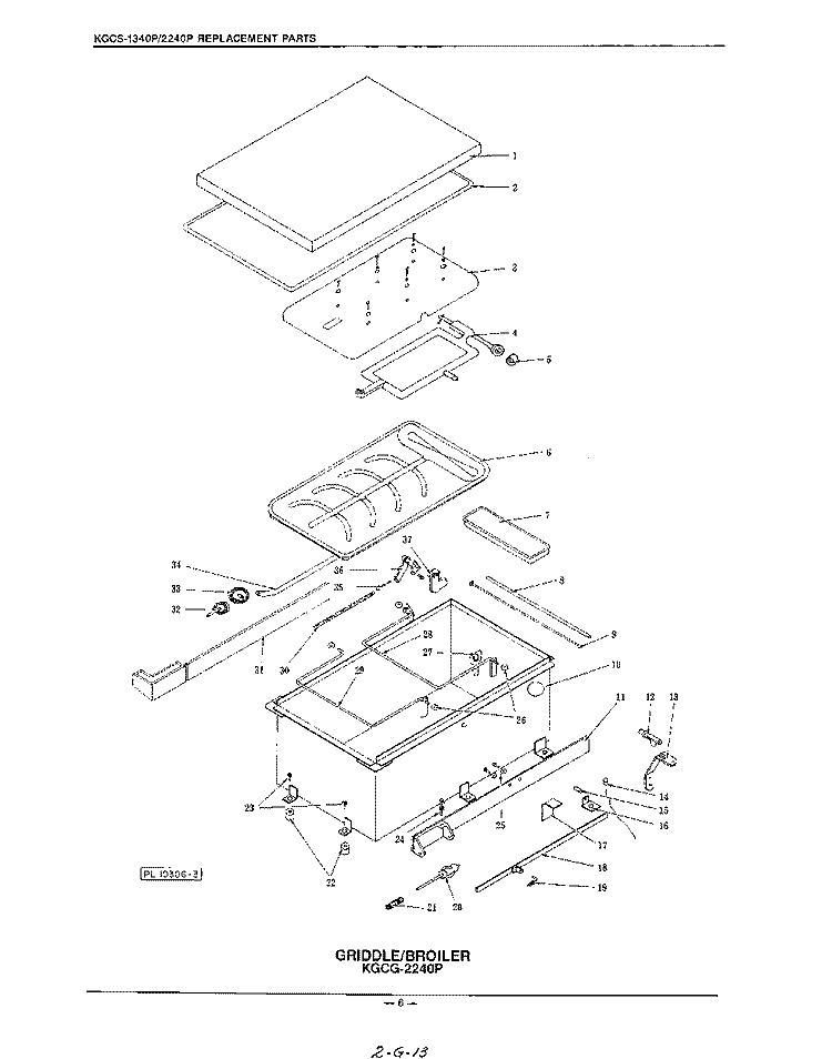 GRIDDLE / BROILER Diagram and Parts List for KGCS1340P  KitchenAid Cooktop