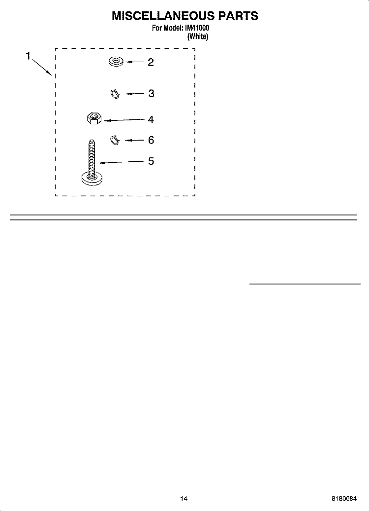 MISCELLANEOUS  PARTS, OPTIONAL PARTS (NOT INCLUDED) Diagram and Parts List for IM41000  Inglis Washer
