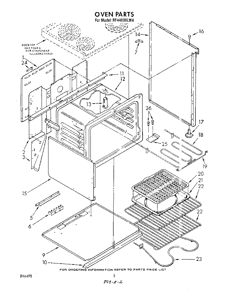 OVEN Diagram and Parts List for RF4400XLW4  Whirlpool Range