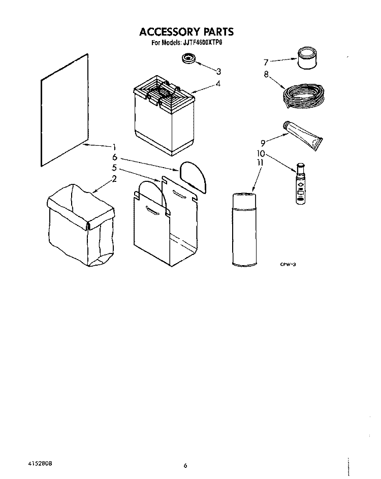 ACCESSORY Diagram and Parts List for JJTU4600XTP0  Whirlpool Trash Compactor