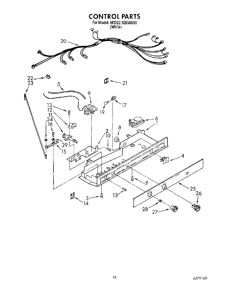 CONTROL Diagram and Parts List for 6ED22DQXAW00  Whirlpool Refrigerator