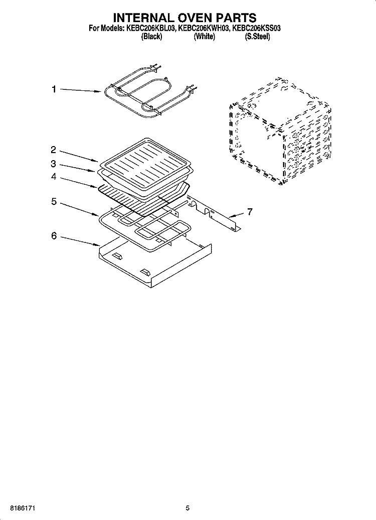 INTERNAL OVEN PARTS Diagram and Parts List for KEBC206KSS03  KitchenAid Wall Oven