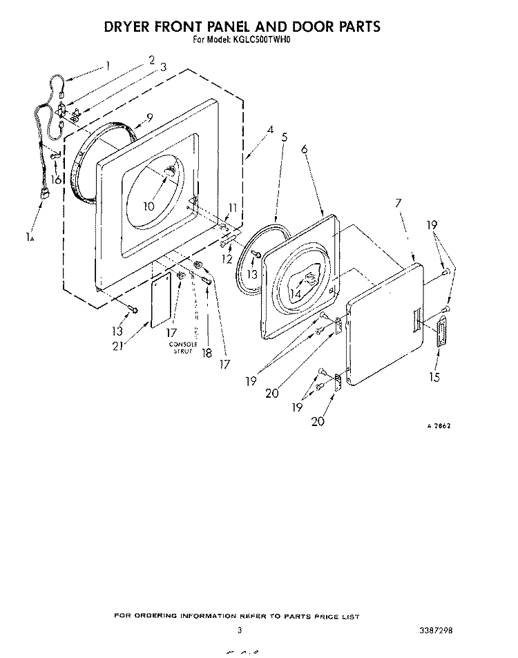 DRYER FRONT PANEL AND DOOR Diagram and Parts List for KGLC500THT0  KitchenAid Washer Dryer Combo