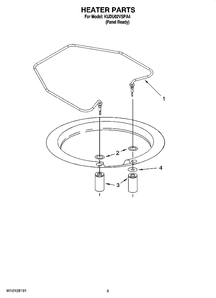 HEATER PARTS Diagram and Parts List for KUDU02VSPA4  KitchenAid Dishwasher