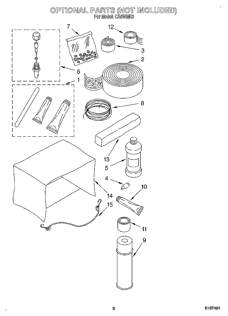 OPTIONAL Diagram and Parts List for CA6WMK0  Crosley Air Conditioner