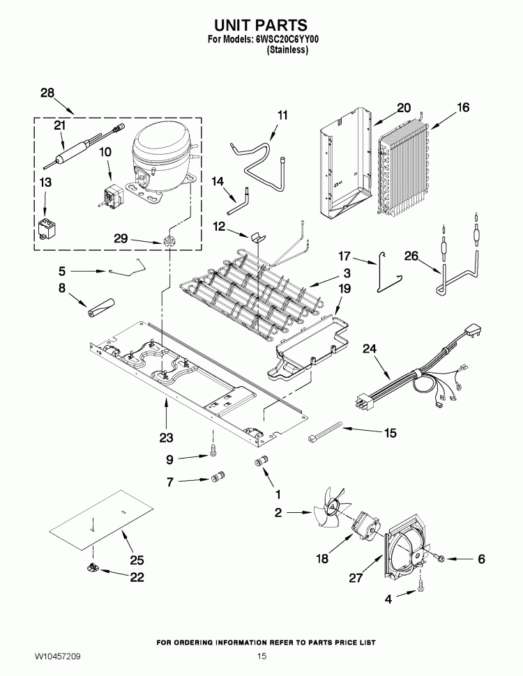 UNIT PARTS Diagram and Parts List for 6WSC20C6YY00  Whirlpool Refrigerator