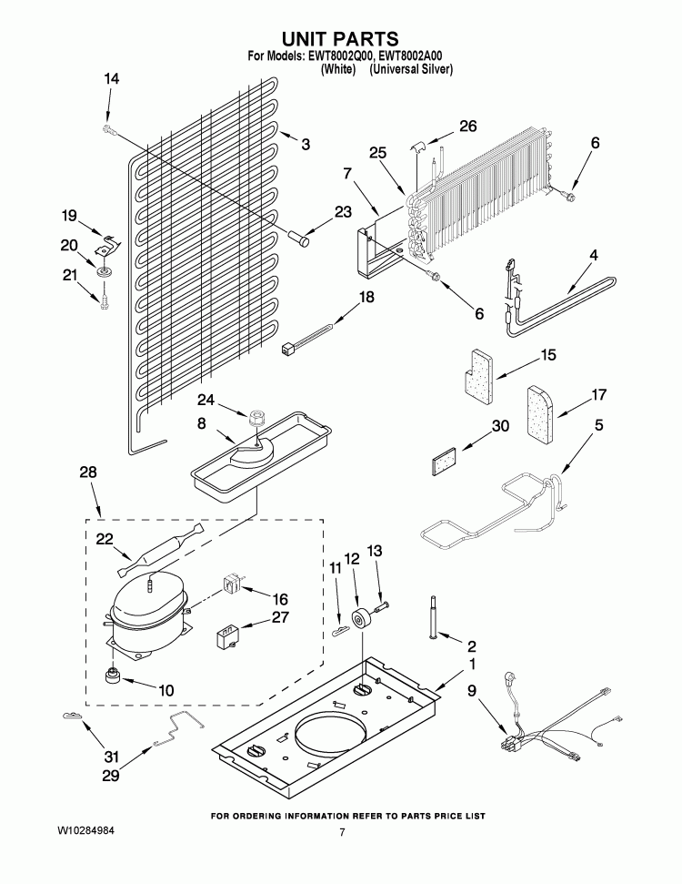 UNIT PARTS Diagram and Parts List for EWT8002Q00  Whirlpool Refrigerator