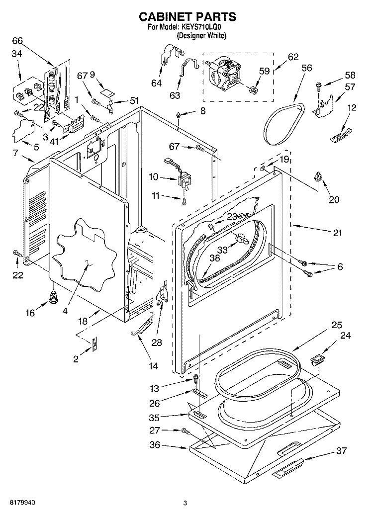 SECTION Diagram and Parts List for KEYS710LQ0  KitchenAid Dryer