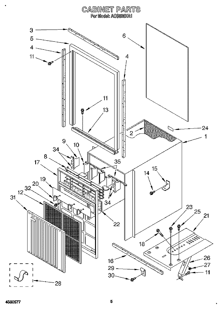 SECTION Diagram and Parts List for ACS520XA1  Whirlpool Air Conditioner