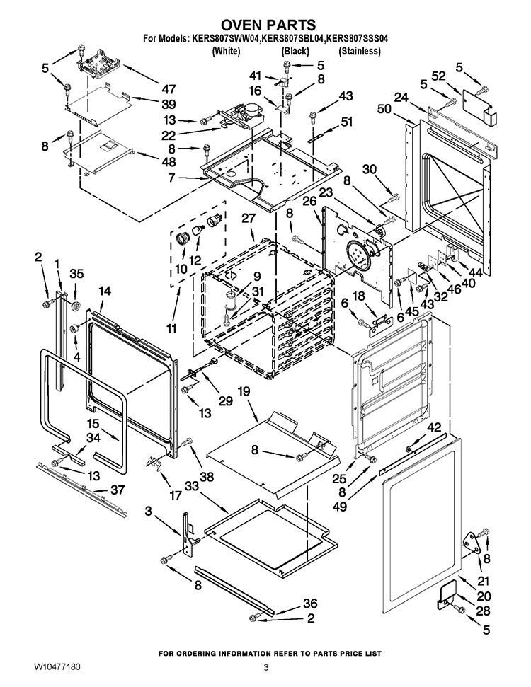OVEN PARTS Diagram and Parts List for KERS807SSS04  KitchenAid Range
