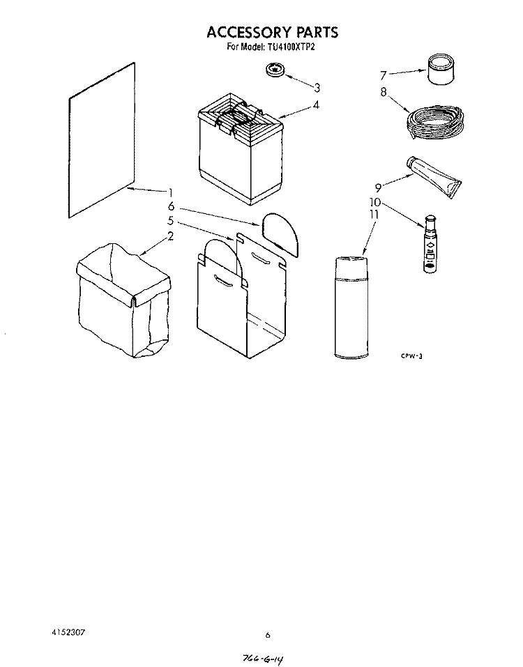 ACCESSORY Diagram and Parts List for TU4100XTP2  Whirlpool Trash Compactor